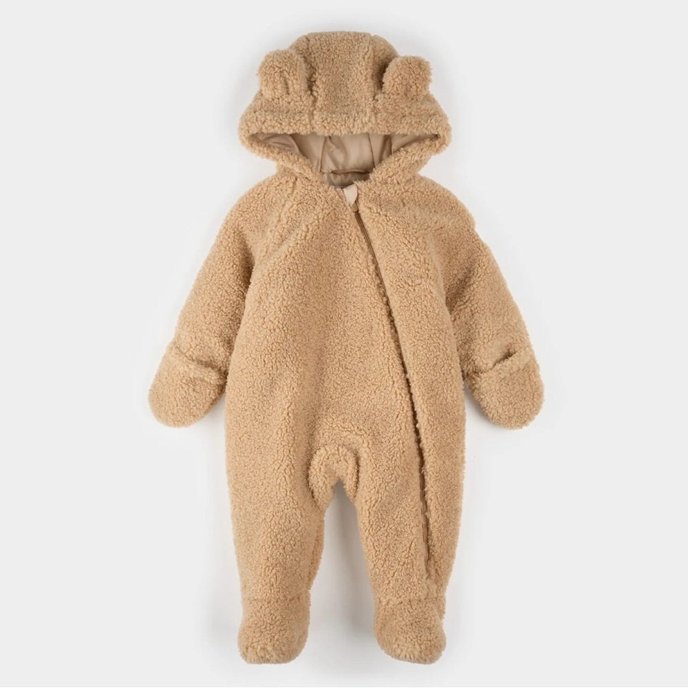 Petit Lem - Sand Sherpa Bear Playsuit / brand new 🤎 🧸